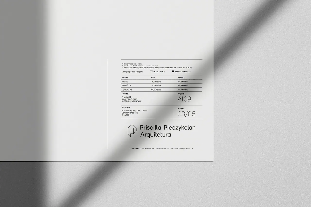 Priscila Pieczykolan Arquitetura — aplicação 10 da identidade visual